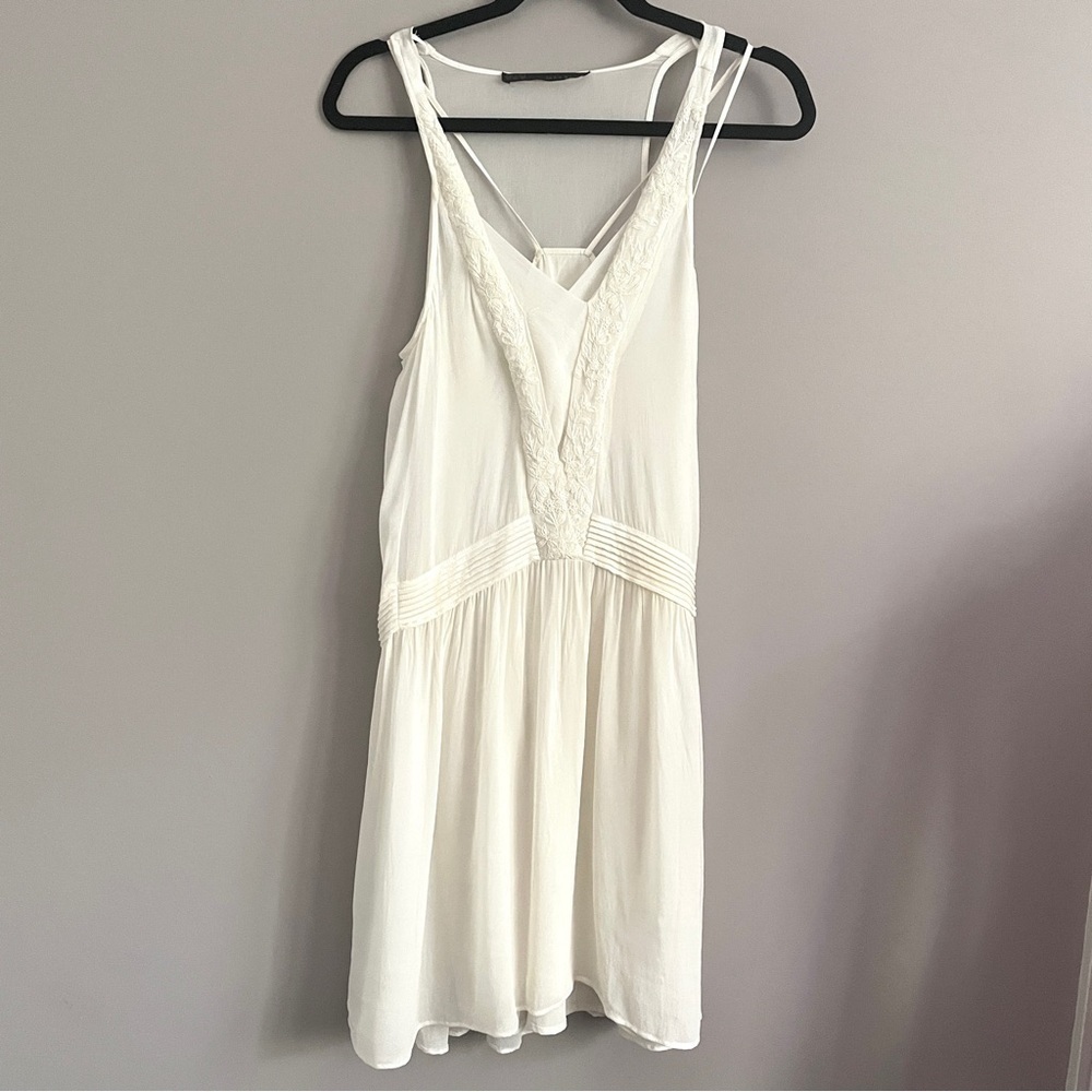 Zara White Embroidered Drop Waist Sheer Boho Dress - XS-Small - Picture 12 of 13